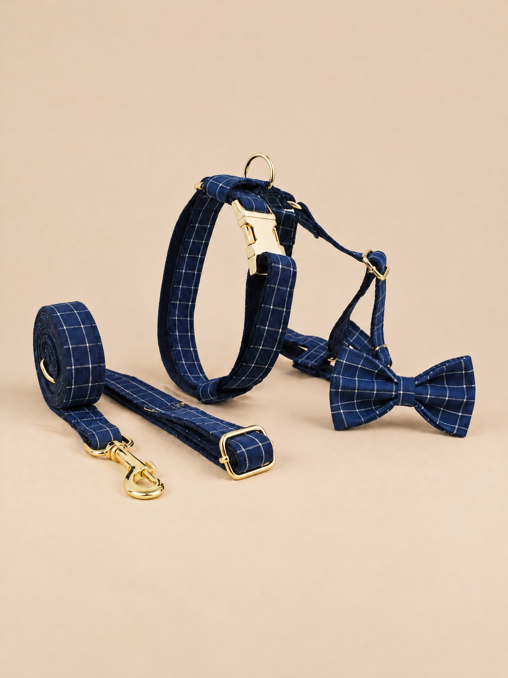 Heritage Plaid Dog 4-Piece Walk Set | Navy Blue