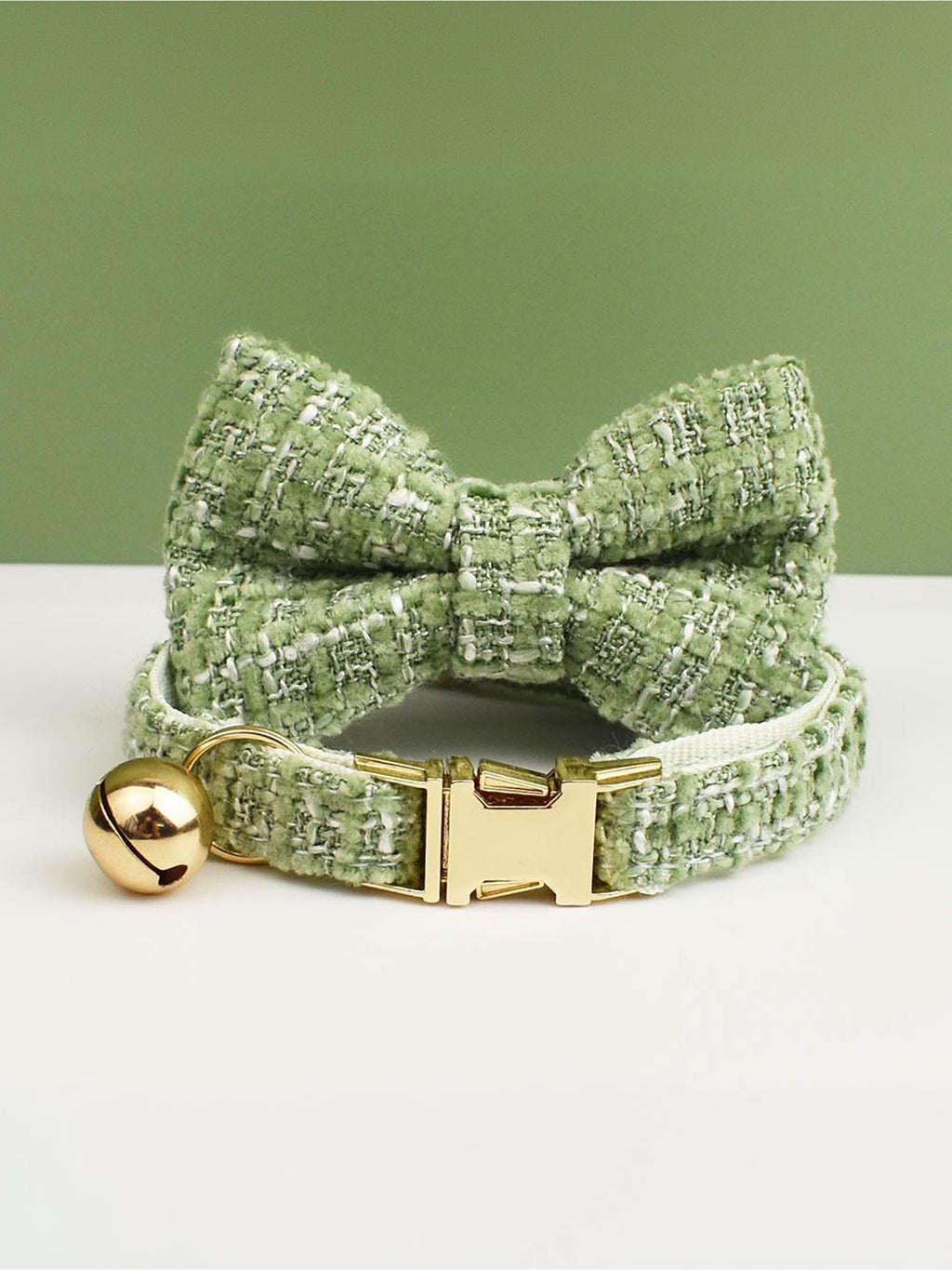 Customizable Tweed Bow Charm Dog Collar