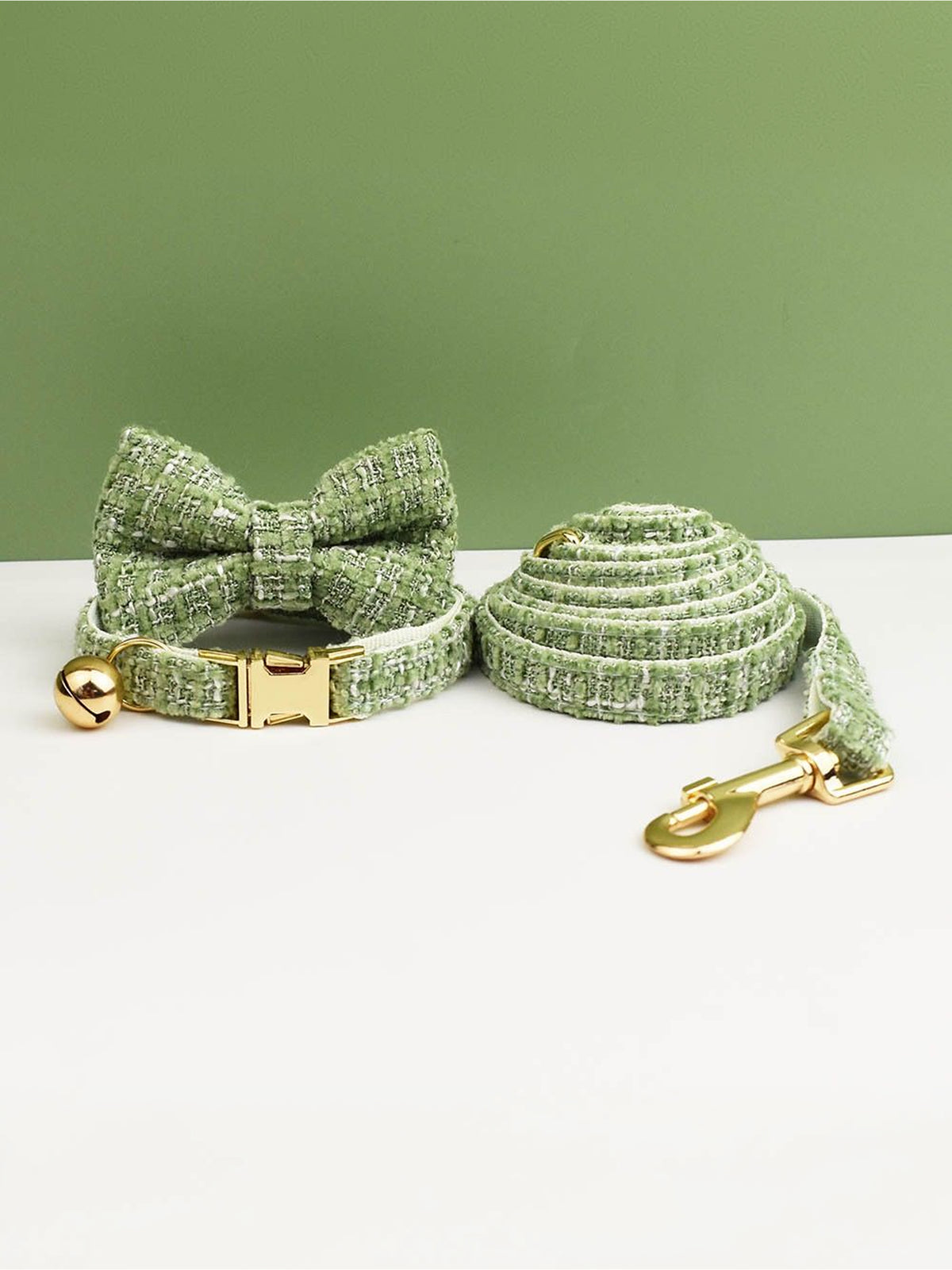Customizable Tweed Bow Charm Dog Collar