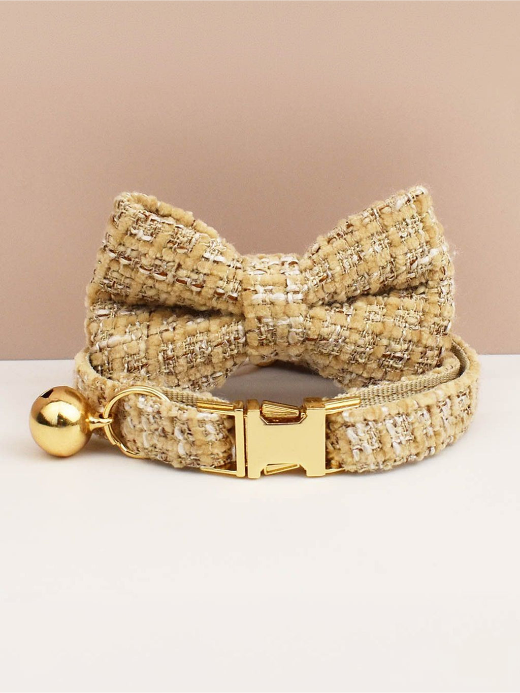 Customizable Tweed Bow Charm Dog Collar