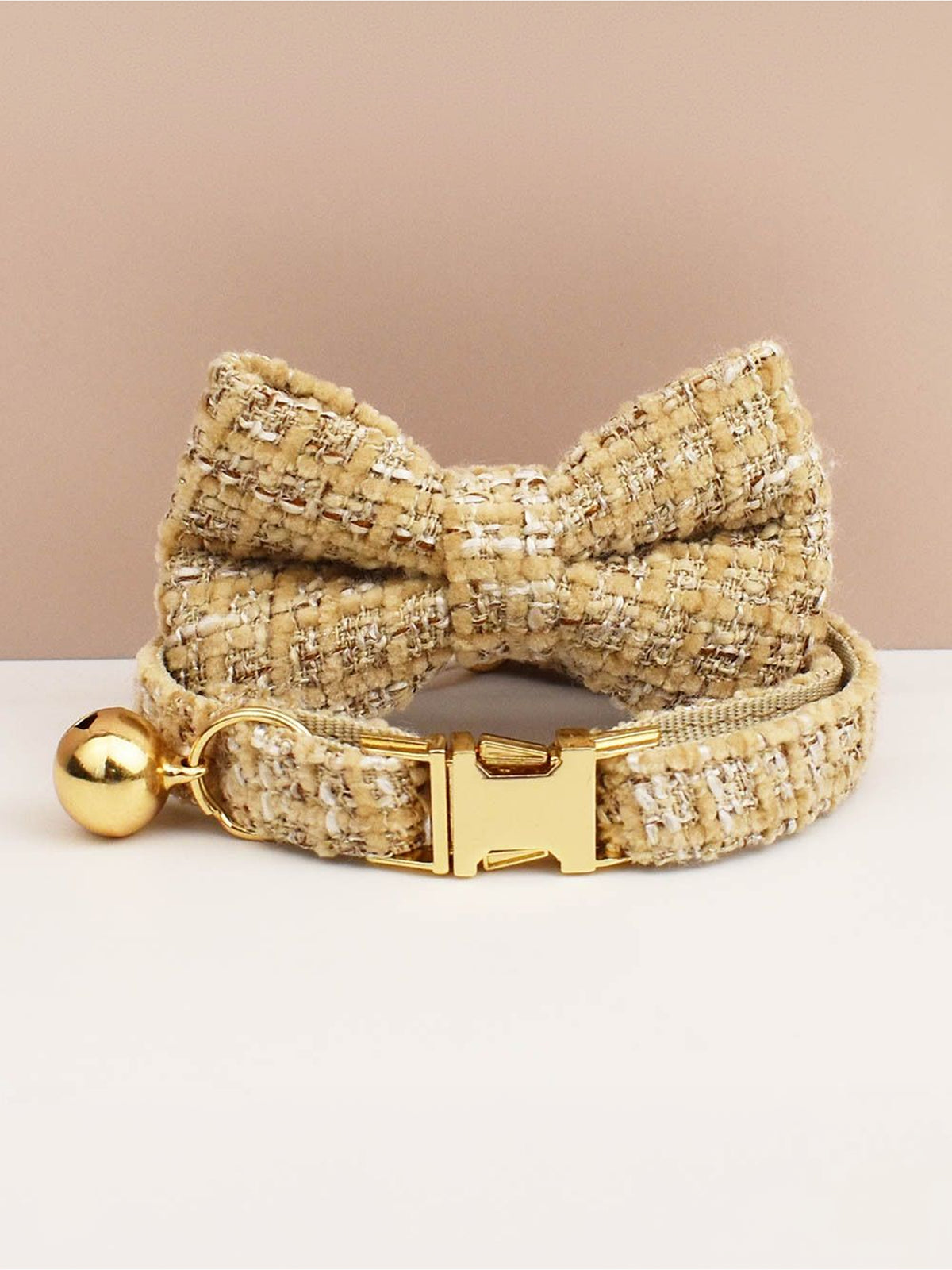 Customizable Tweed Bow Charm Dog Collar