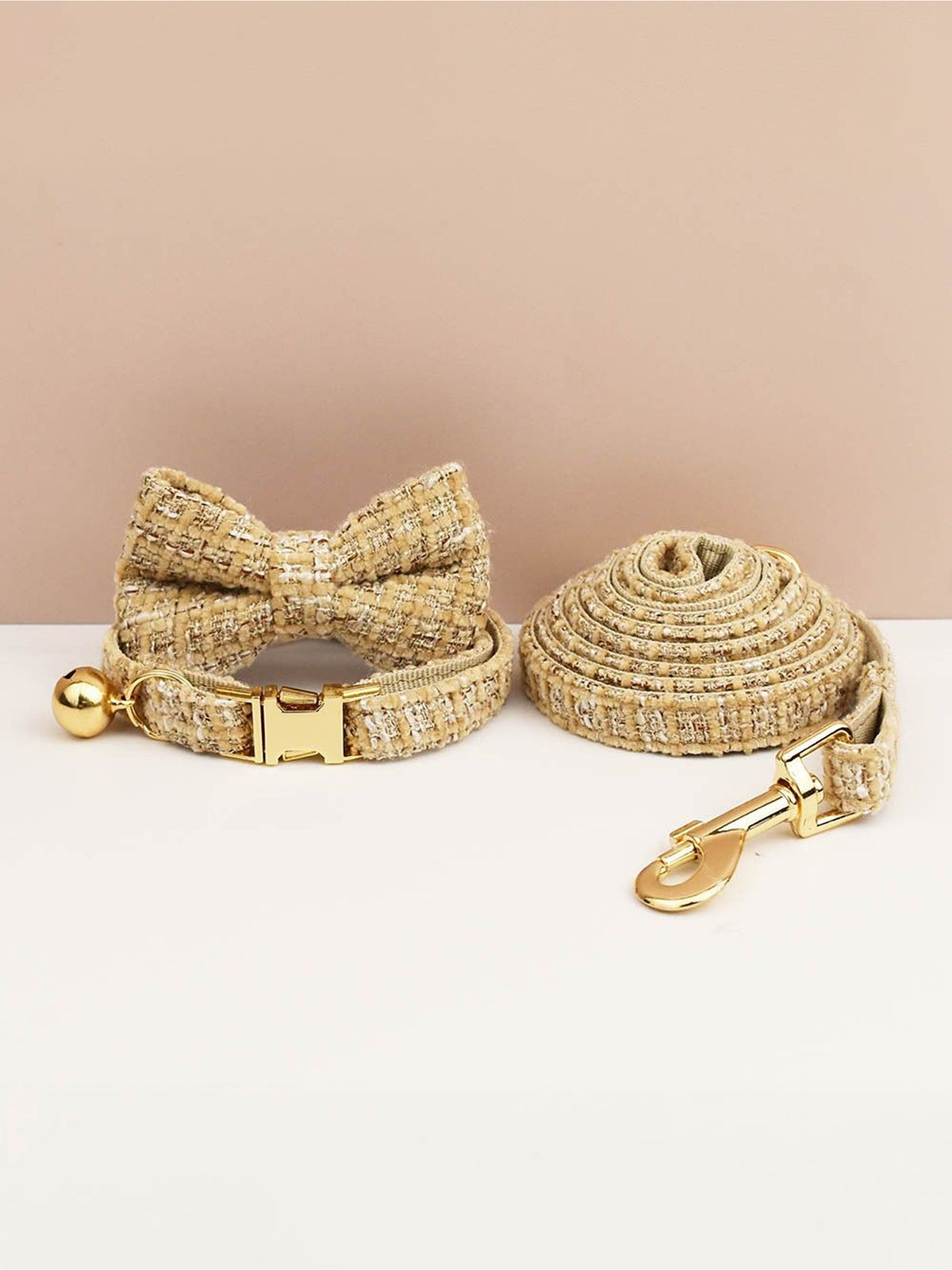Customizable Tweed Bow Charm Dog Collar