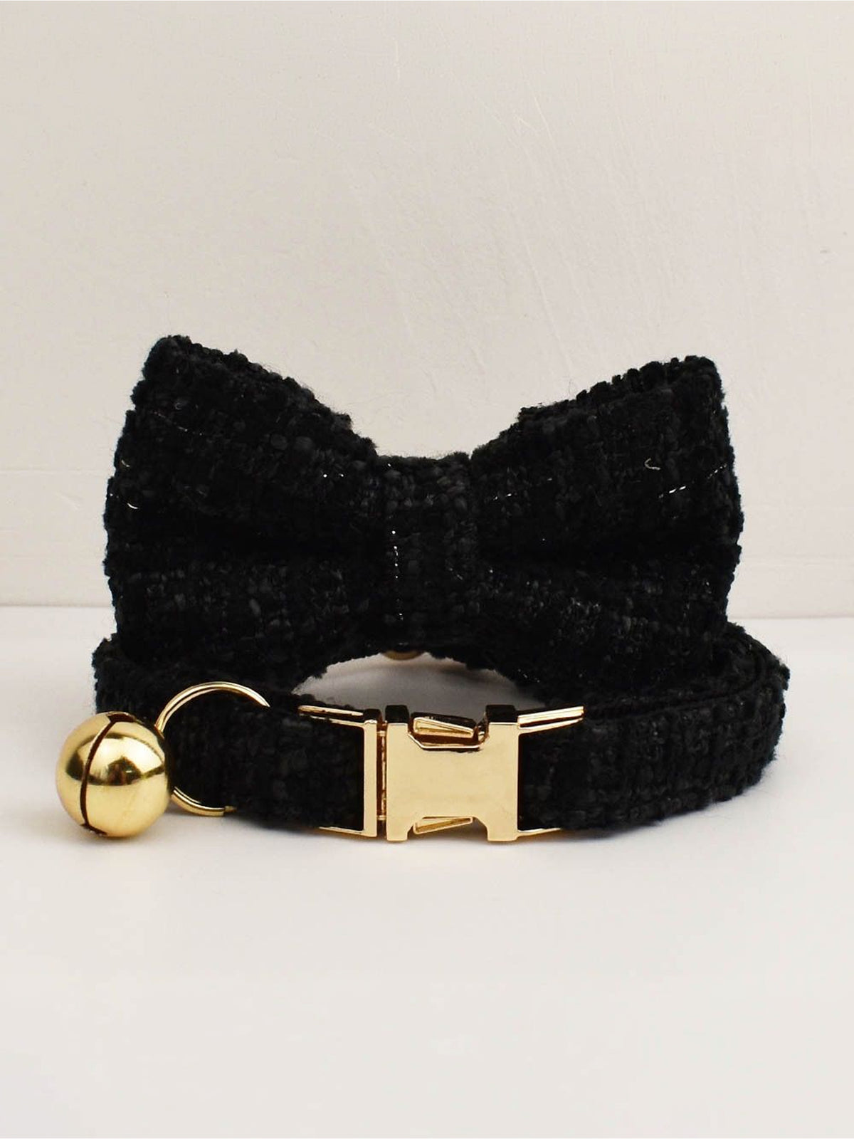 Customizable Tweed Bow Charm Dog Collar