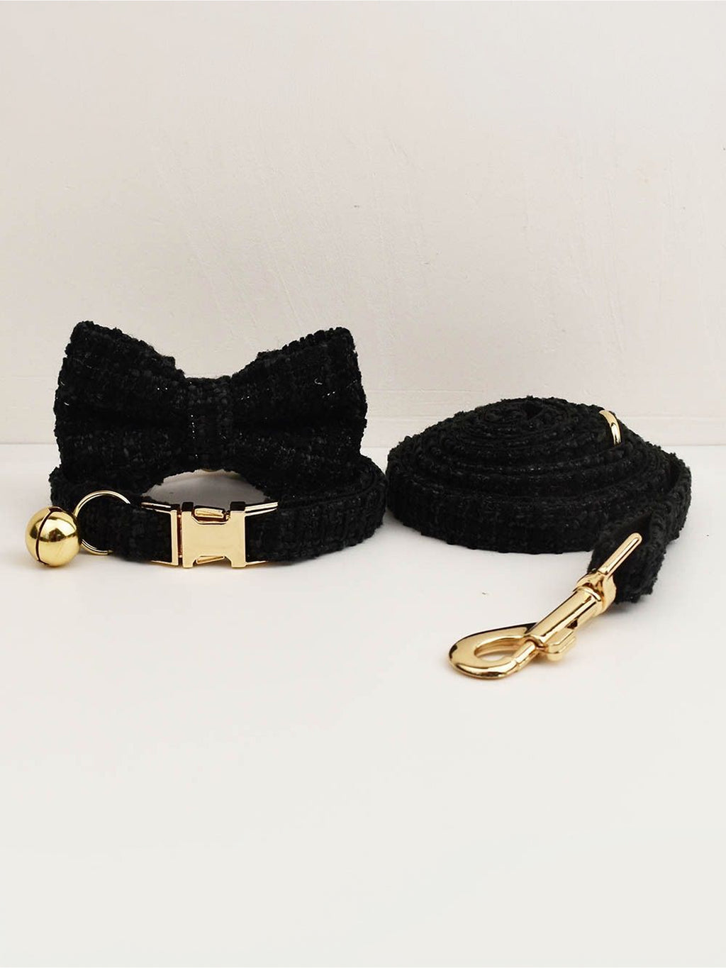 Customizable Tweed Bow Charm Dog Collar