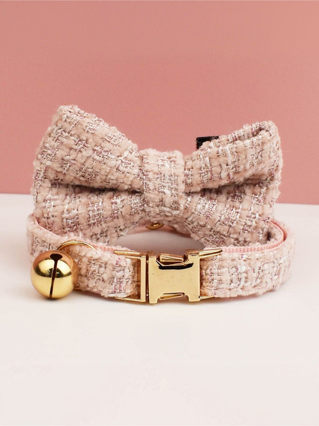 Customizable Tweed Bow Charm Dog Collar