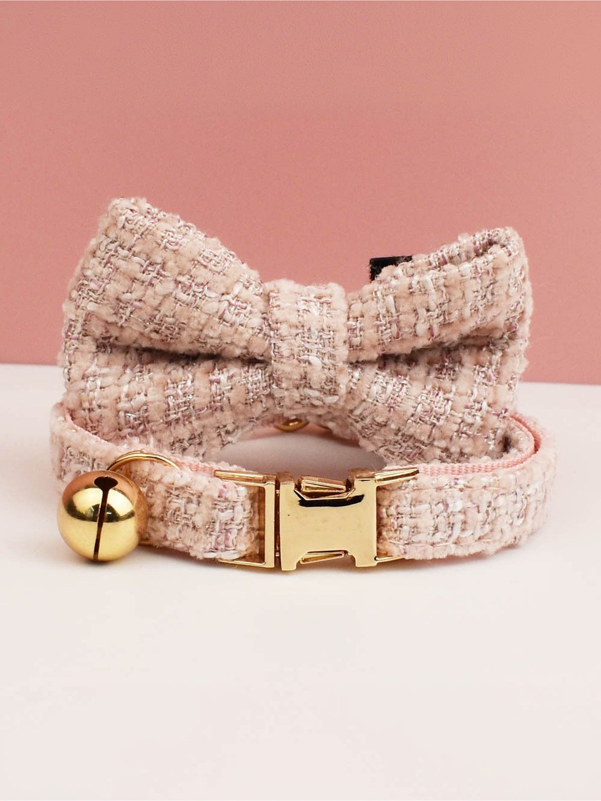 Customizable Tweed Bow Charm Dog Collar