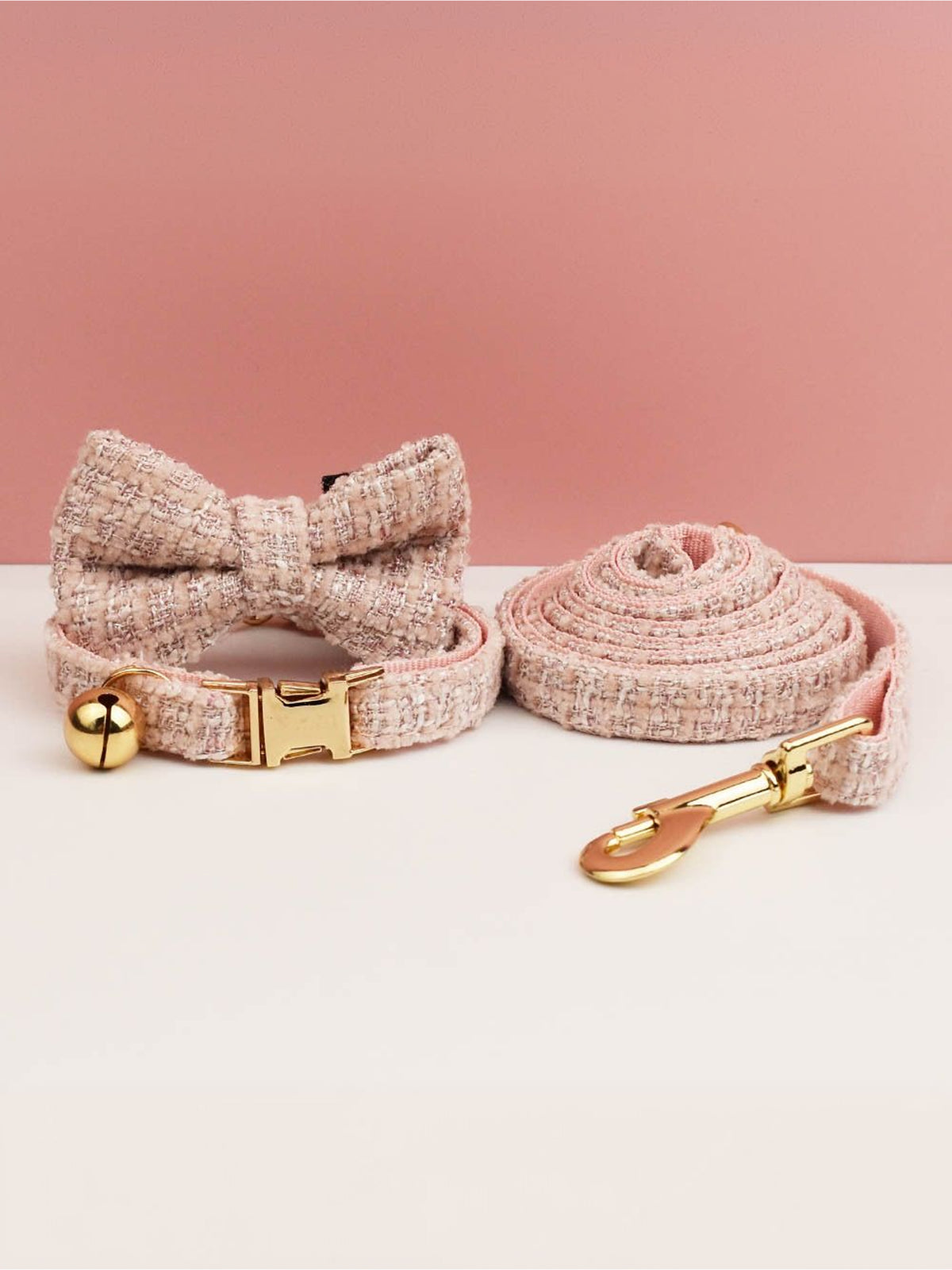 Customizable Tweed Bow Charm Dog Collar