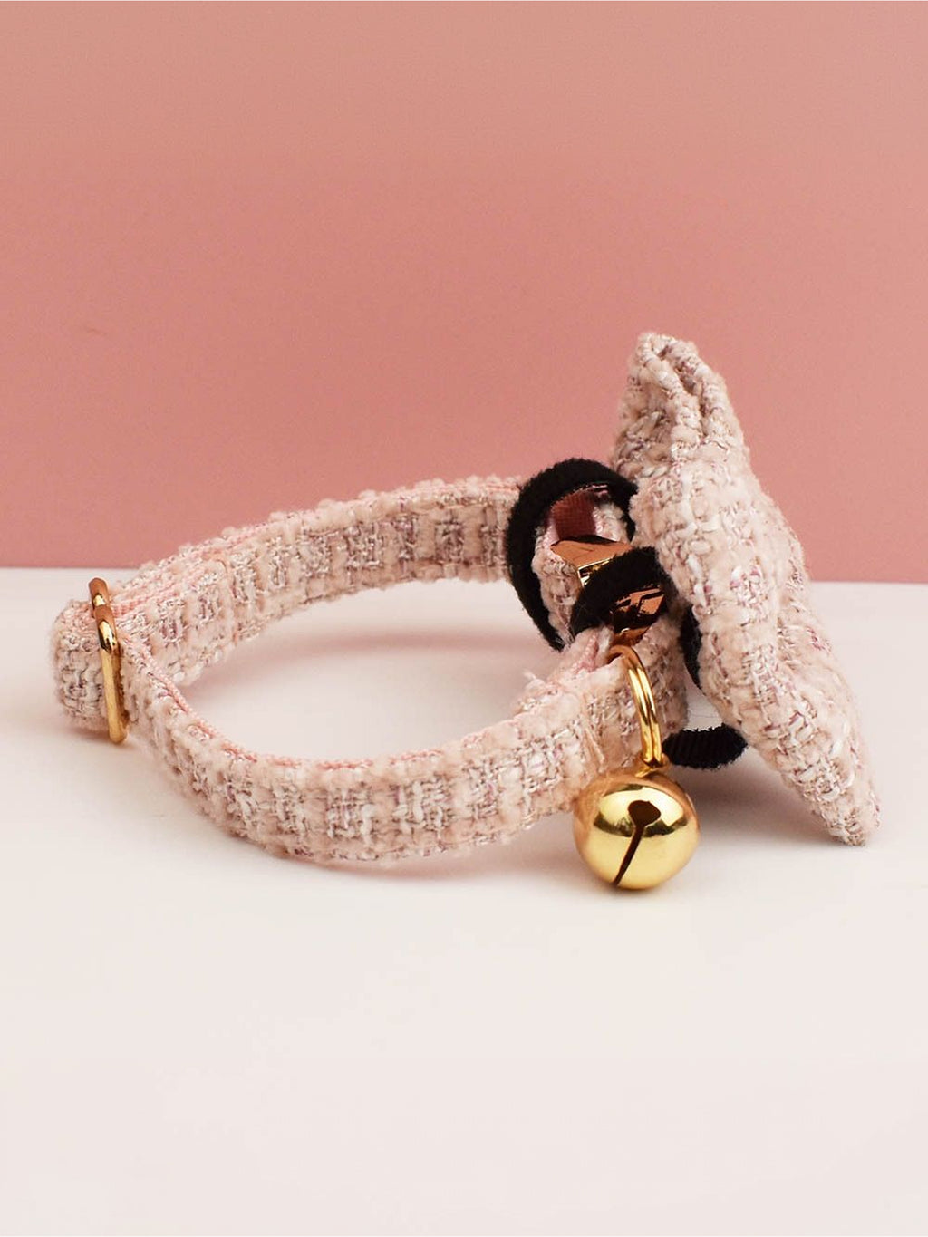 Customizable Tweed Bow Charm Dog Collar