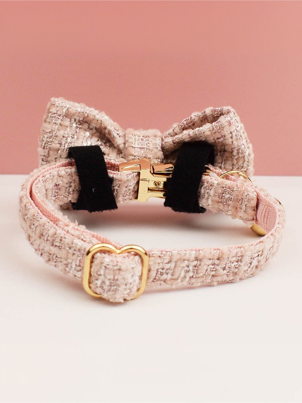 Customizable Tweed Bow Charm Dog Collar