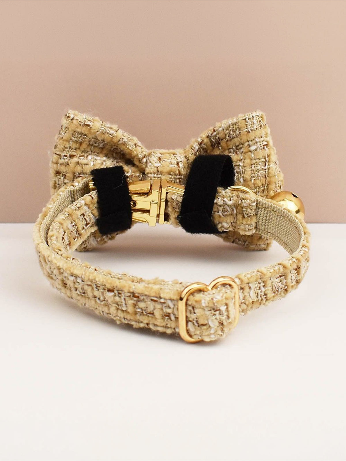 Customizable Tweed Bow Charm Dog Collar