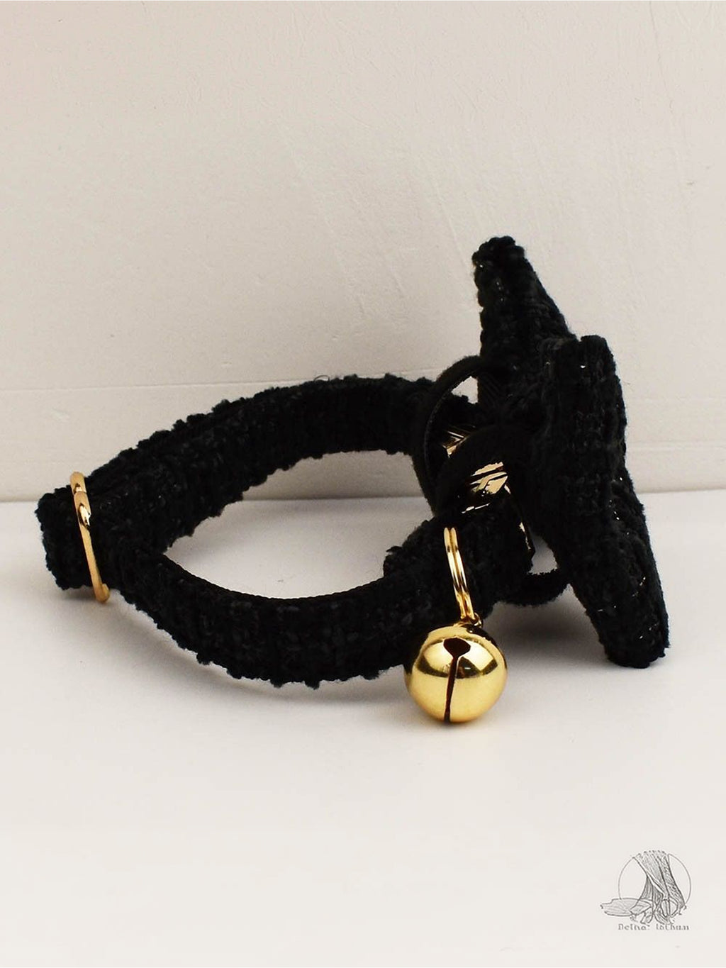 Customizable Tweed Bow Charm Dog Collar