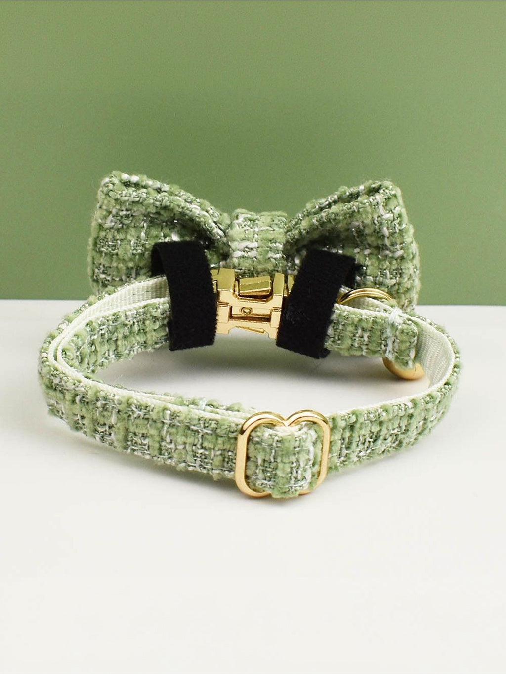 Customizable Tweed Bow Charm Dog Collar