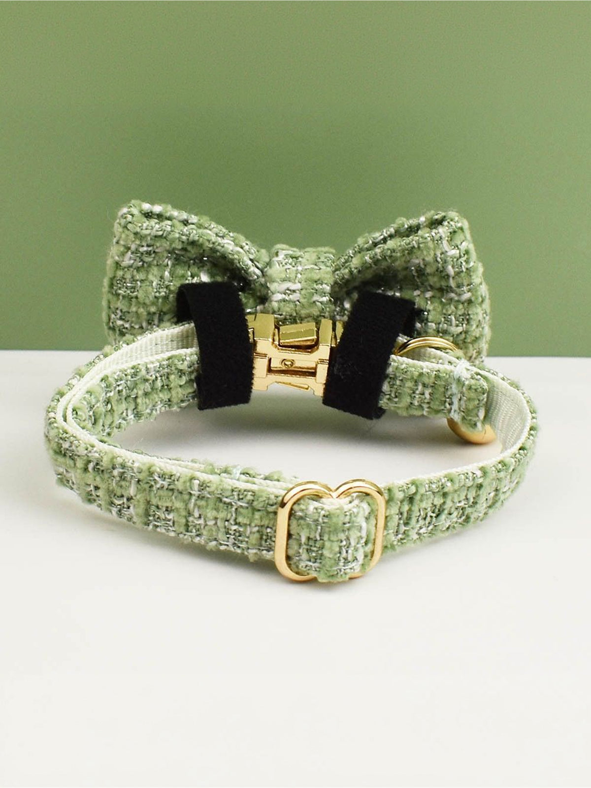 Customizable Tweed Bow Charm Dog Collar