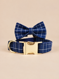 Heritage Plaid Dog Collar | Navy Blue