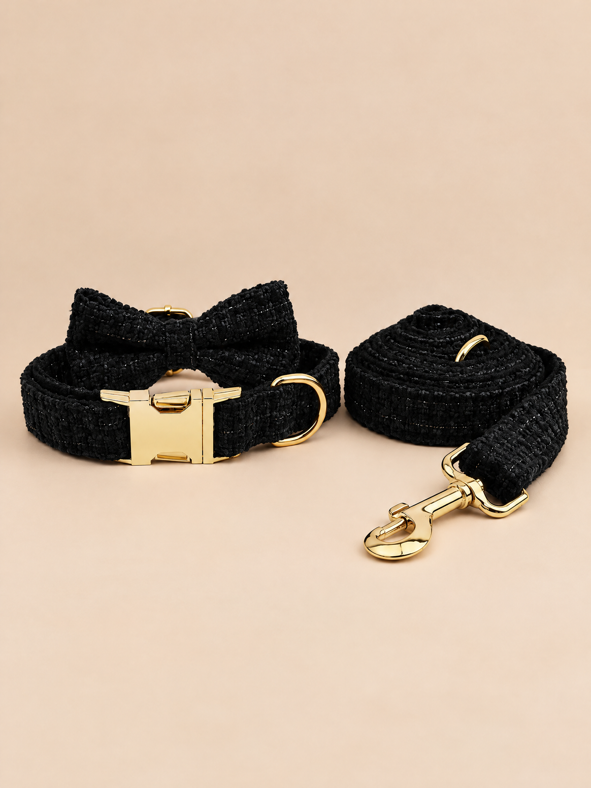 Luxury Tweed Dog 4-Piece Walk Set | Black