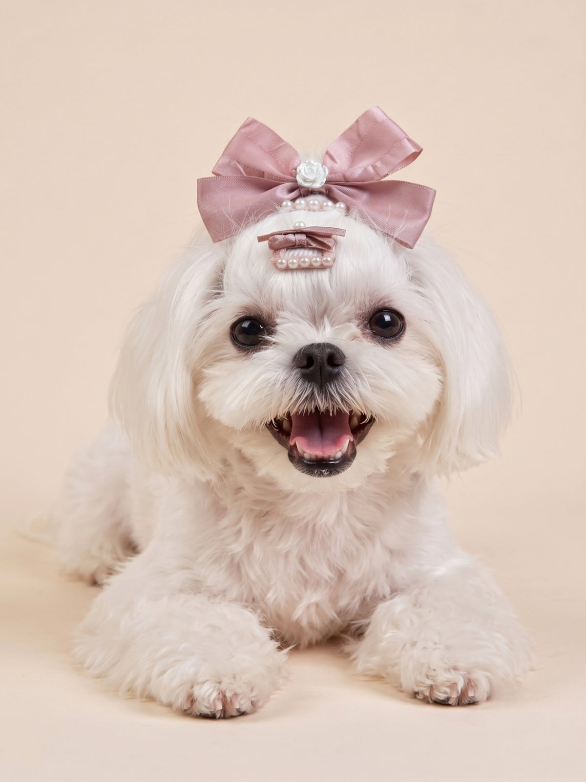 Dog Rose Bow Tie Hair Clip | Pink