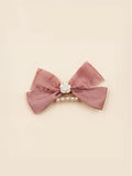 Dog Rose Bow Tie Hair Clip | Pink
