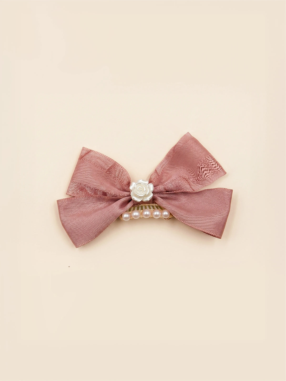 Dog Rose Bow Tie Hair Clip | Pink