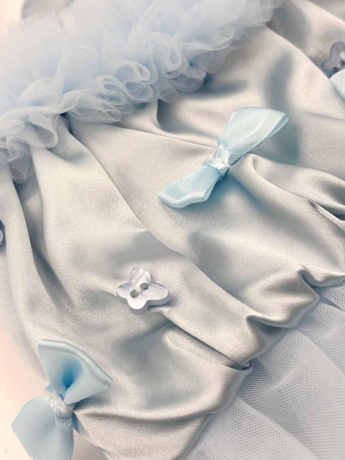 Dog Fluffy Bow Tie Satin Dress | Blue