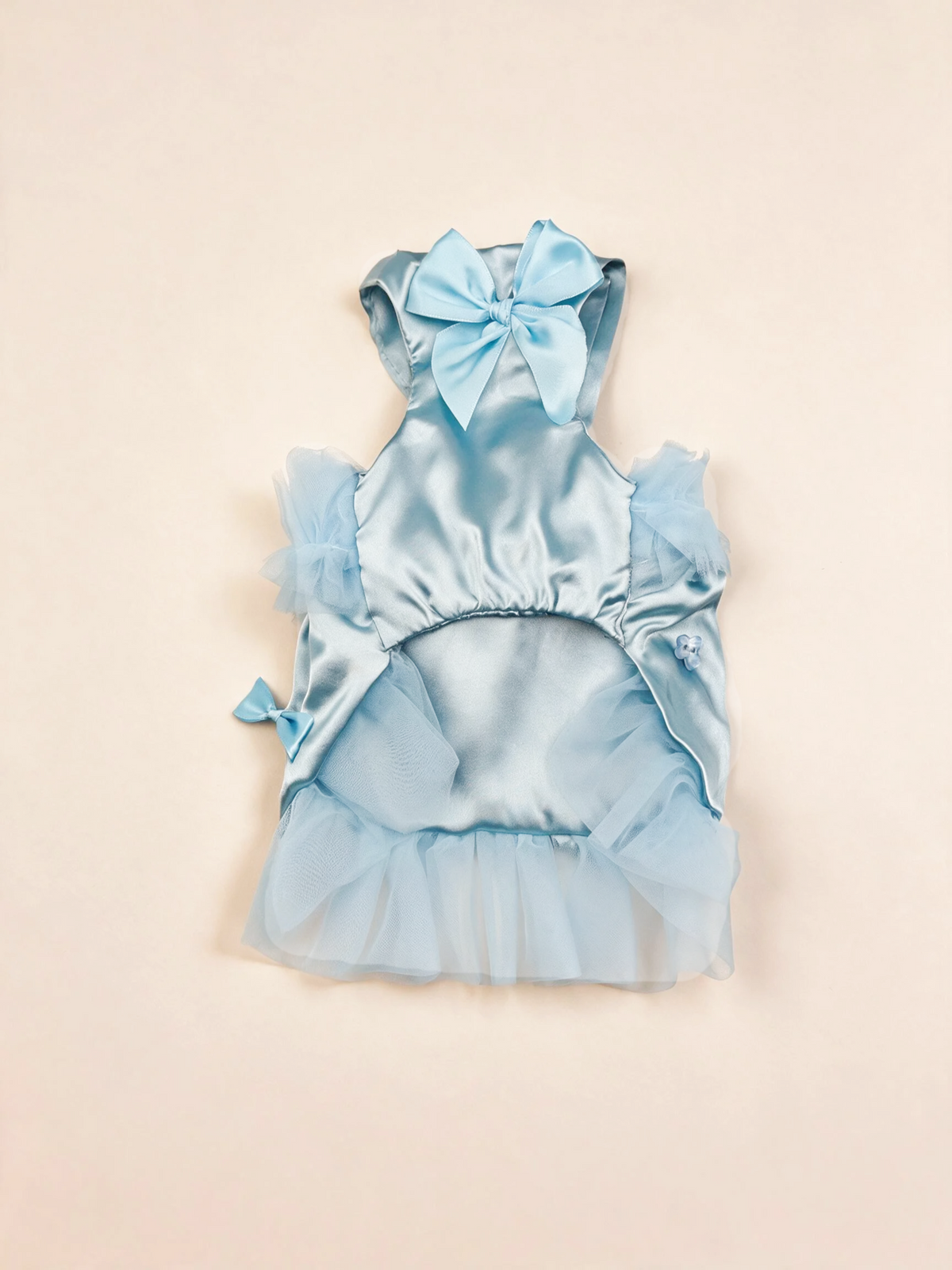Dog Fluffy Bow Tie Satin Dress | Blue