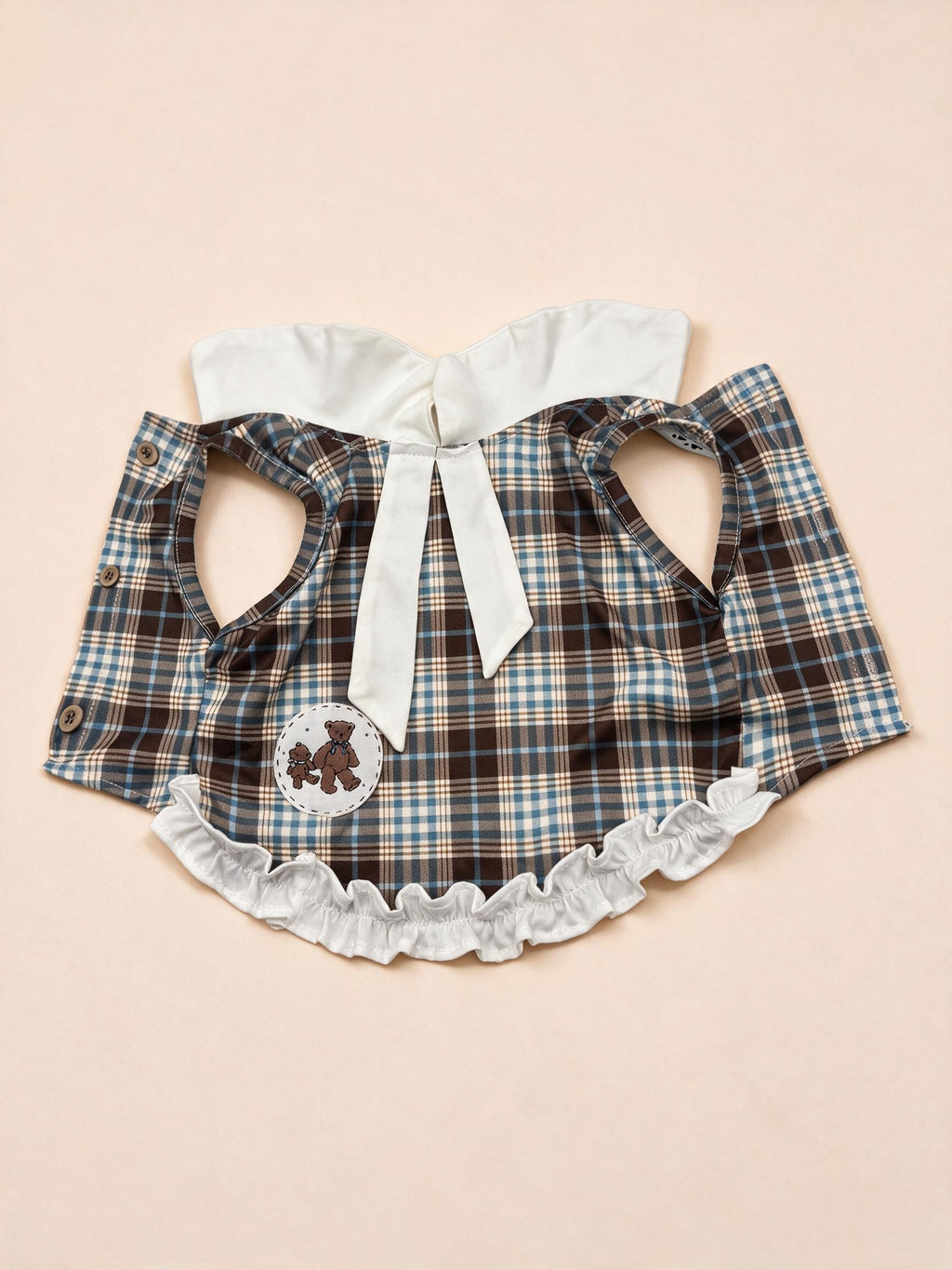 Dog British Brown and Blue Plaid Ruffle Dress