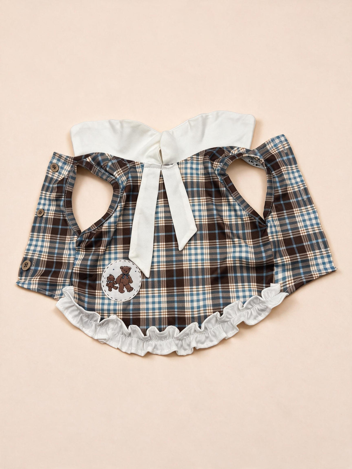 Dog British Brown and Blue Plaid Ruffle Dress