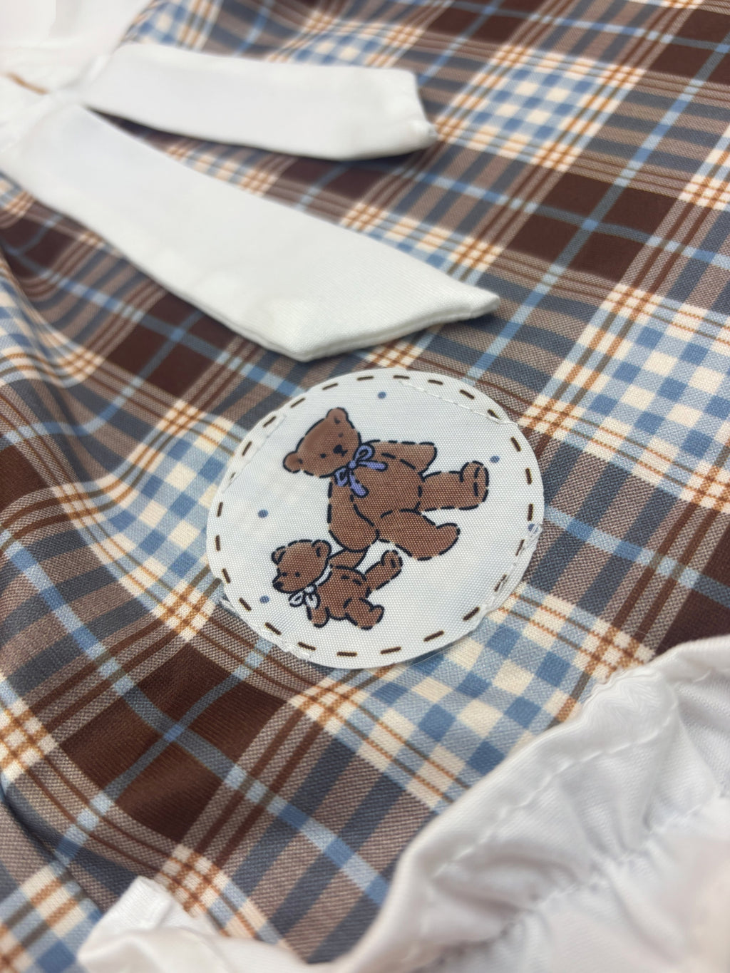 Dog British Brown and Blue Plaid Ruffle Dress