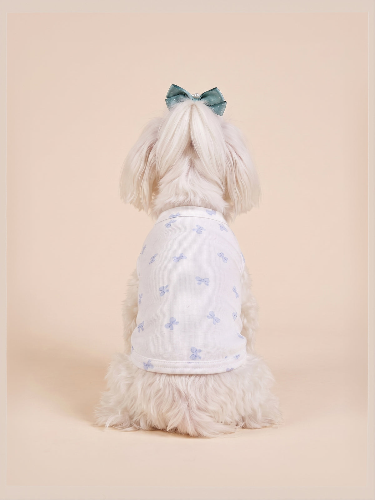 Dog Tiny Bows Tank Vest Pajama | White
