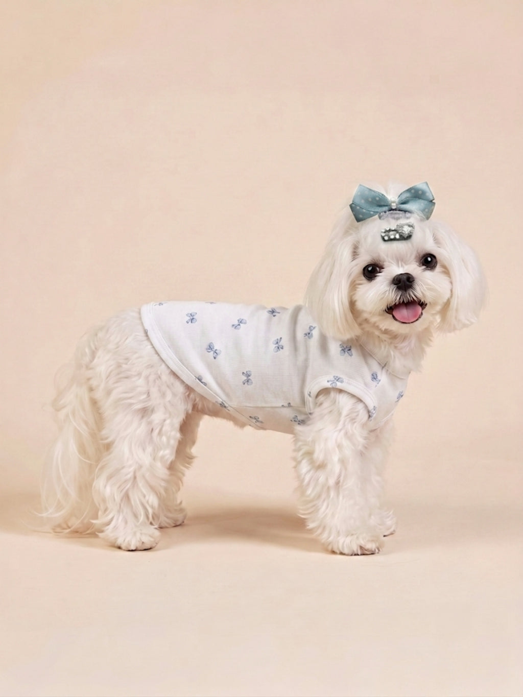 Dog Tiny Bows Tank Vest Pajama | White