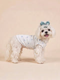 Dog Tiny Bows Tank Vest Pajama | White