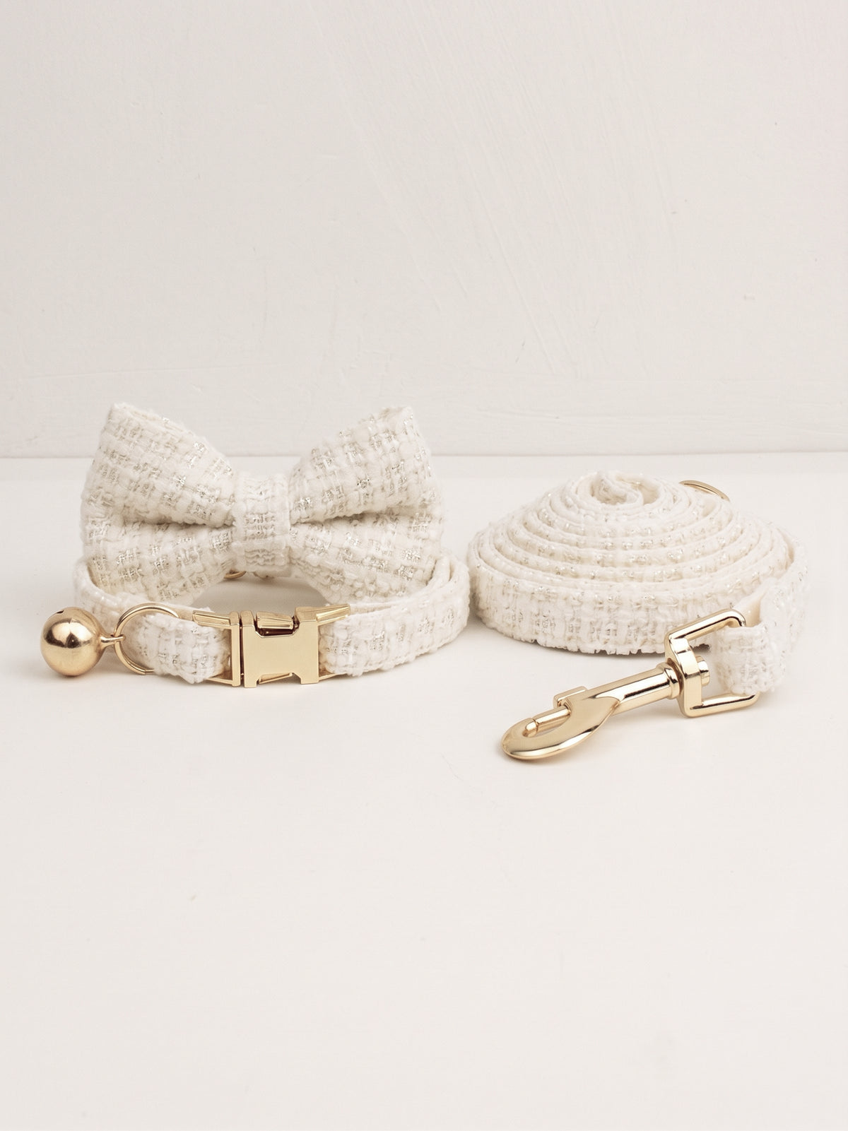 Customizable Tweed Bow Charm Dog Collar