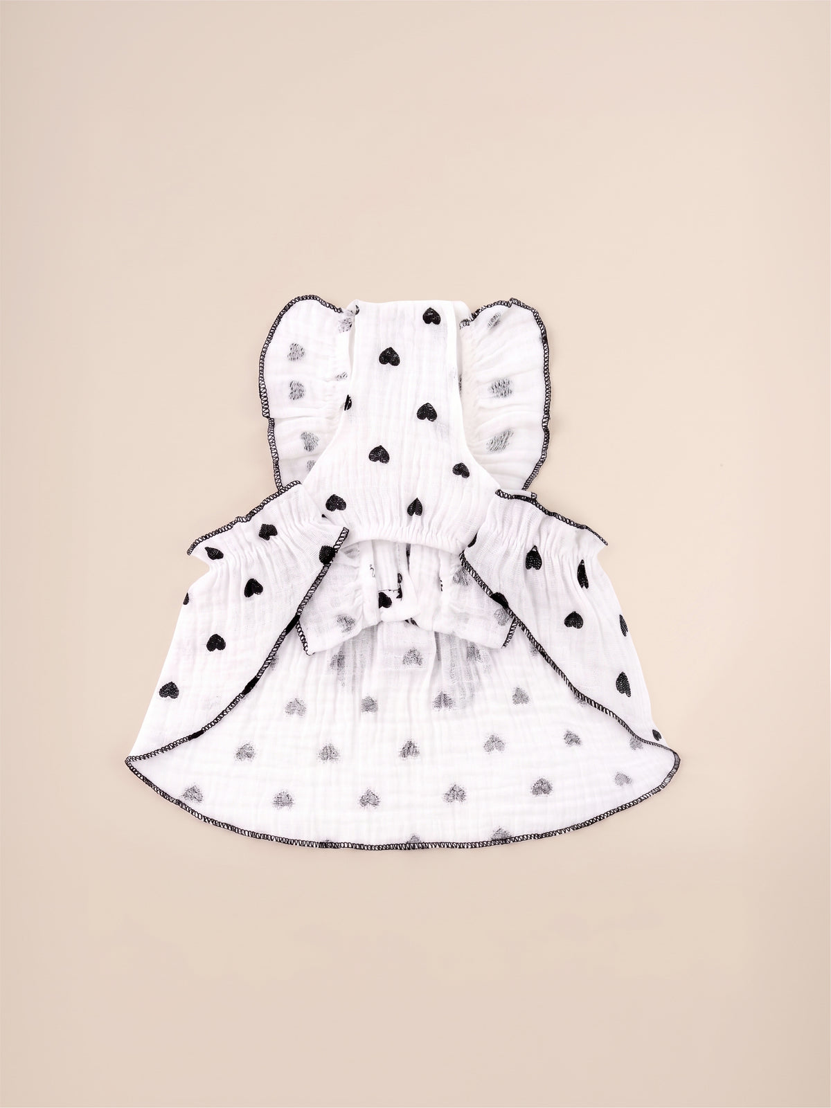 Black Heart Ruffle Dog Dress | White
