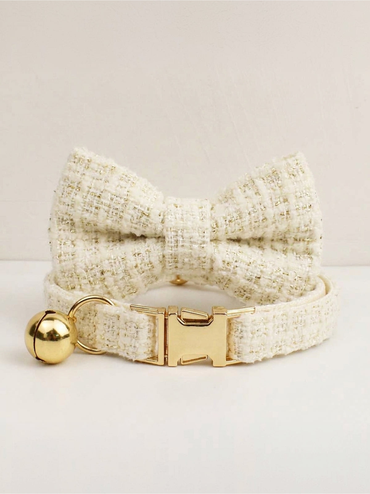 Customizable Tweed Bow Charm Dog Collar
