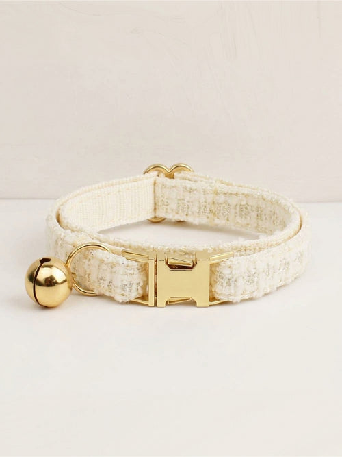 Customizable Tweed Bow Charm Dog Collar
