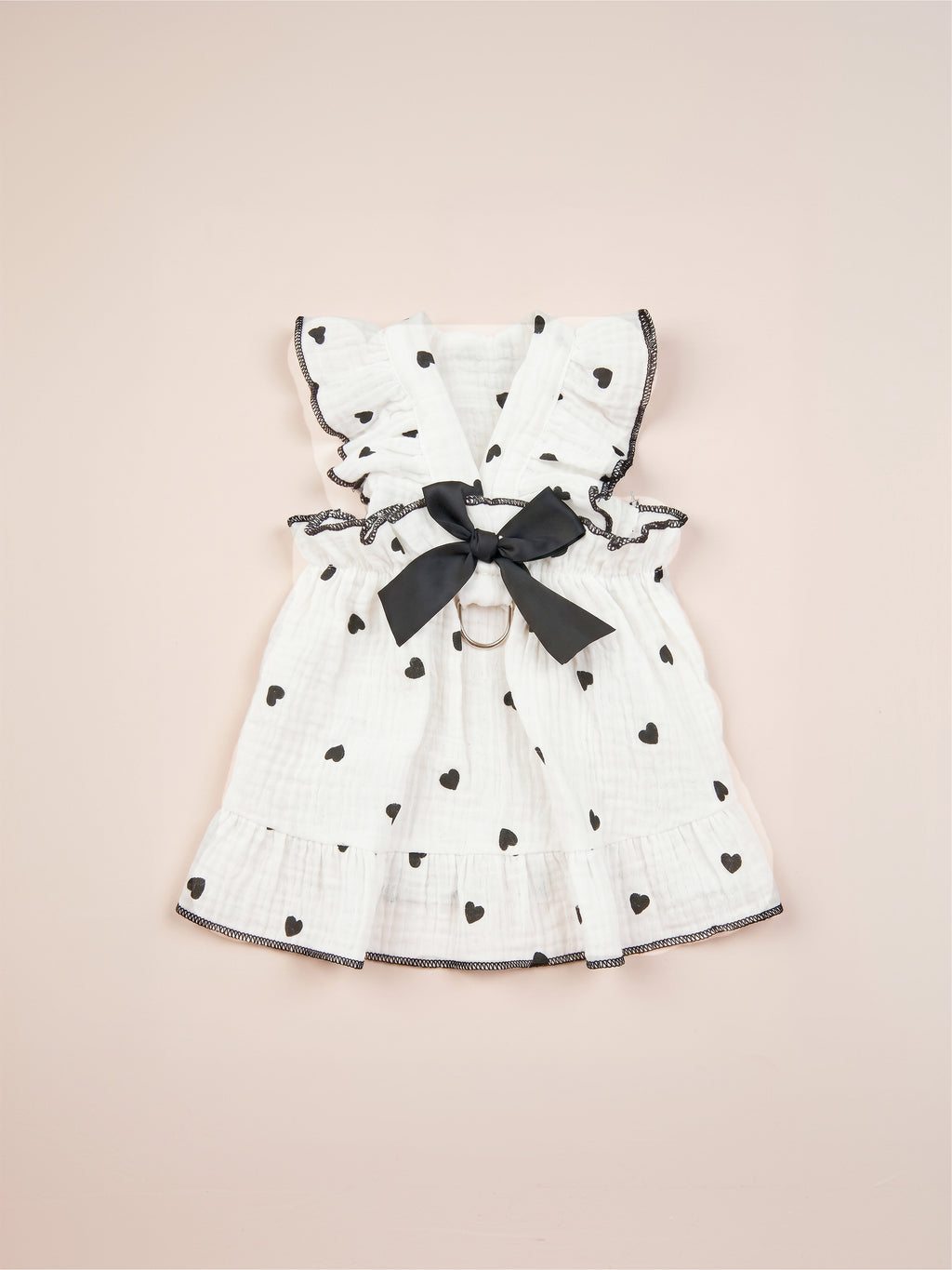 Black Heart Ruffle Dog Dress | White